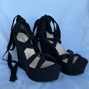 Just Fab Dahlia Lace-Up Wedge Heels
